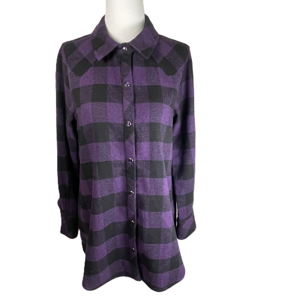 Tuckernuck Purple Black Plaid Flannel Pearl‎ Snap Shirt Jacket Small Button Down